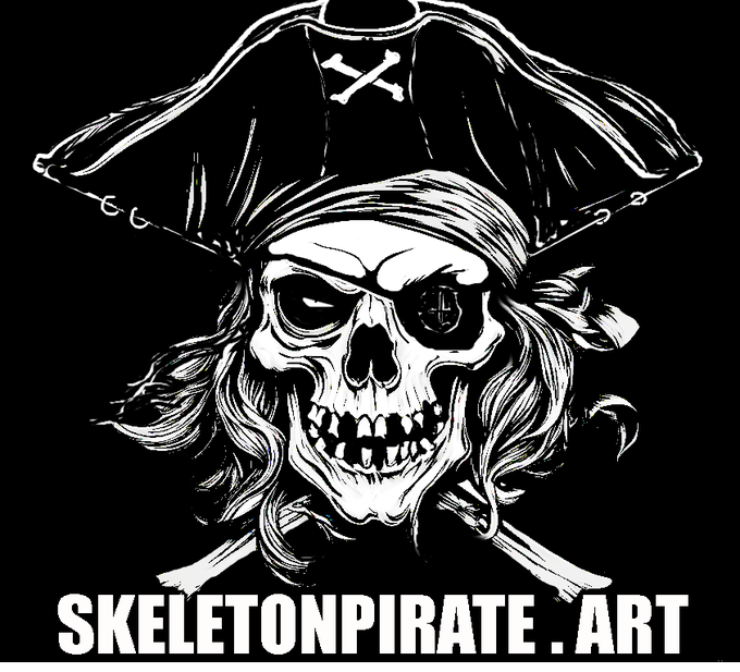 2.75 X 2.75 Black & White Skeleton Pirate Sticker