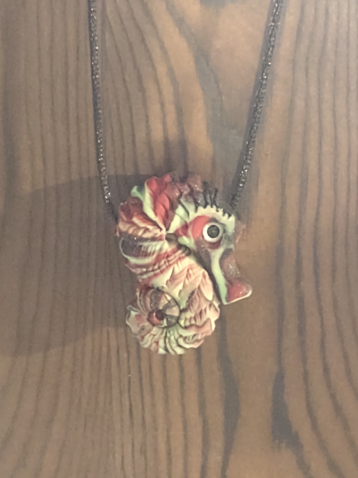 Red, Black & White Seahorse Necklace!