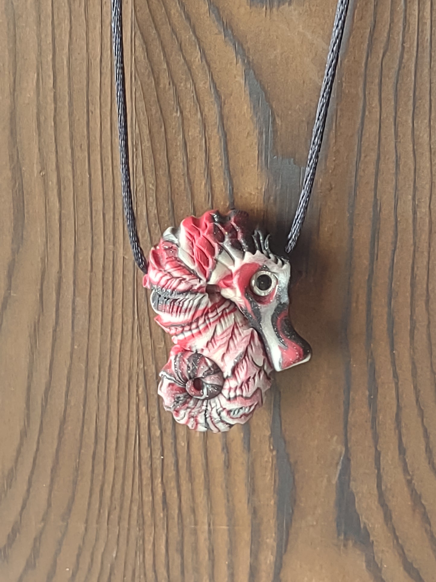Red, Black & White Seahorse Necklace!
