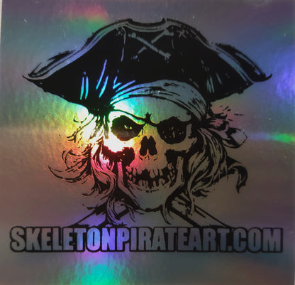 2.75 X 2.75 Holographic Skeleton Pirate Sticker